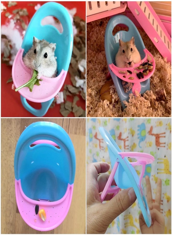 SquEqu 4 Pack Hamster Booster Seat Feeding Seat with Tray Guinea Pig Dining Chair Table Tray for Hamster Cage Small Animal Pet Habitat Decor Mice Rat Rodents Hamsters Gerbils - Image 3